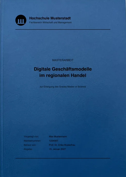 Softcover Vollkarton in Blau mit gedrucktem Deckblatt